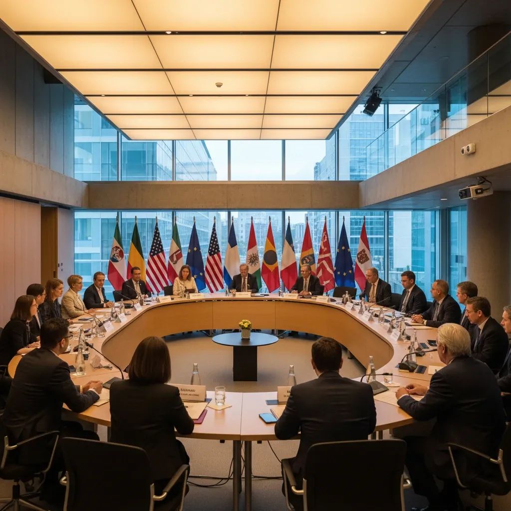 Labour Party congress gathering in modern convention hall setting