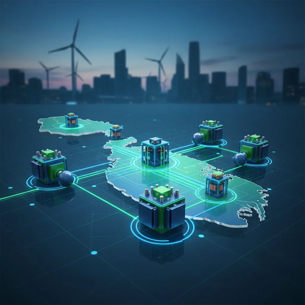Power grid infrastructure visualization showing energy distribution network upgrade for Malta