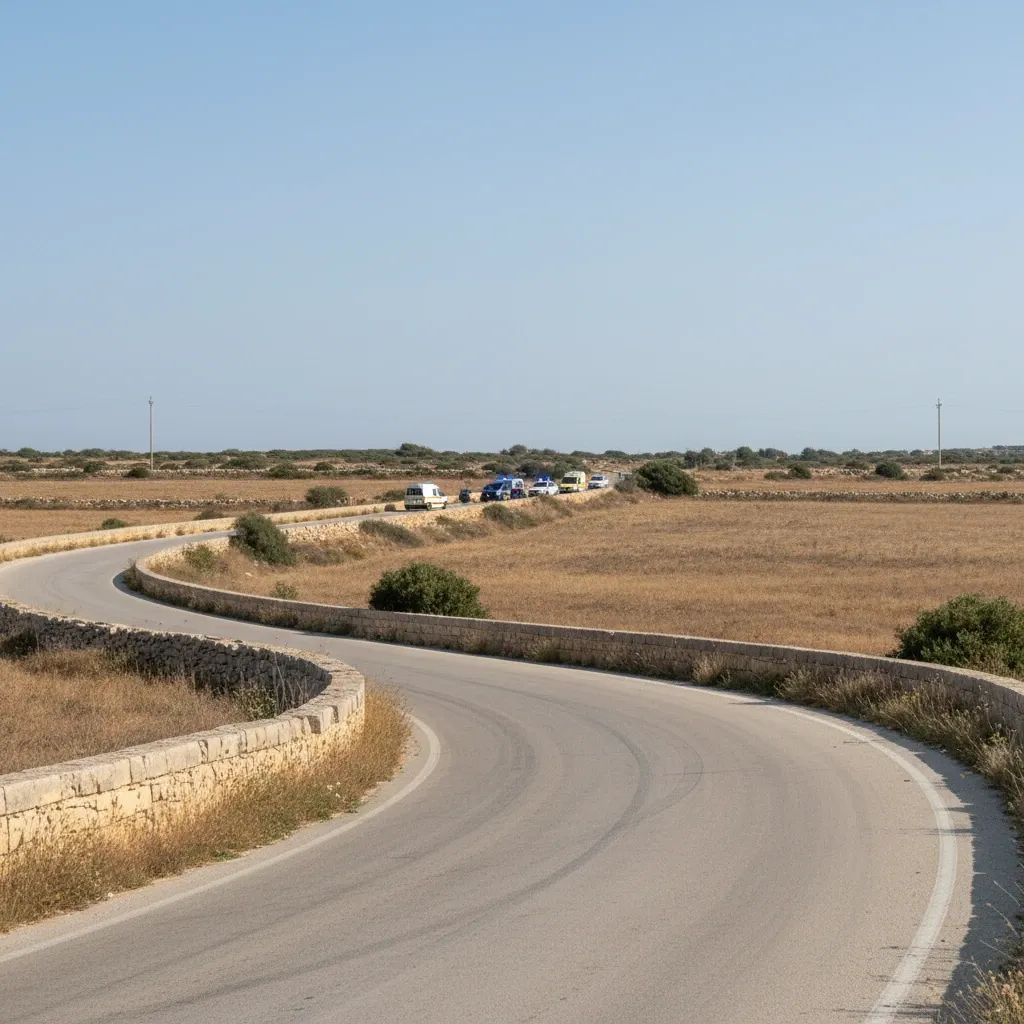 Emergency response on Marfa Road near Ċirkewwa following minibus accident in Northern Malta field