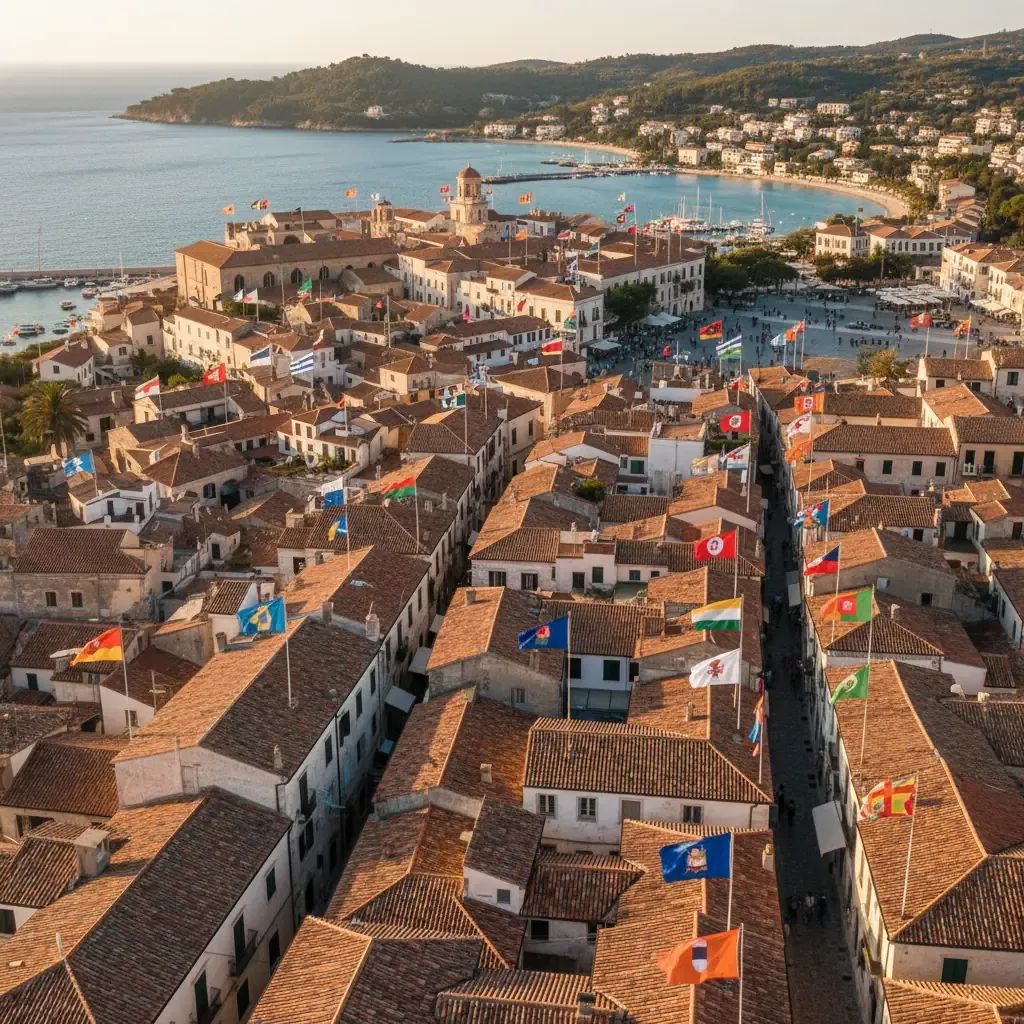 Malta rooftops with flags flying during national flag record event