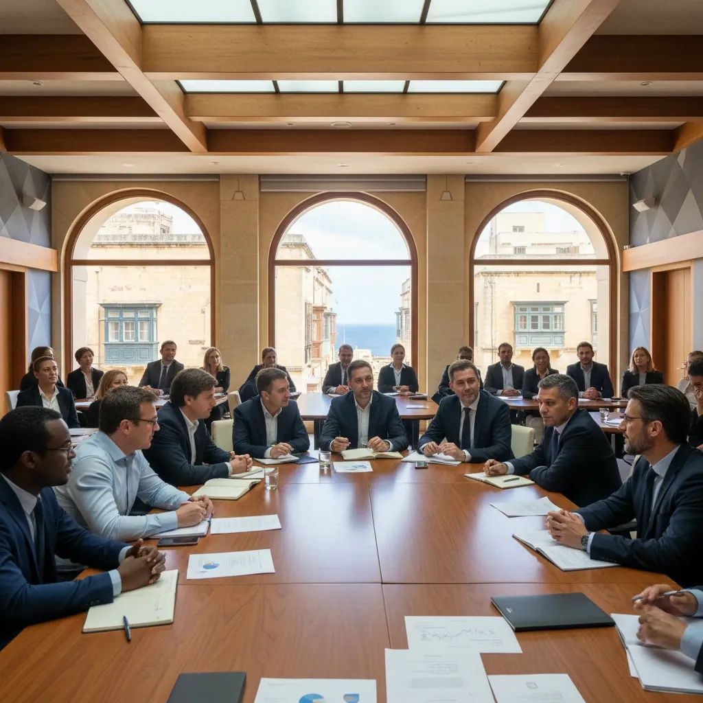 Diverse professionals and community leaders participate in political policy workshop discussion