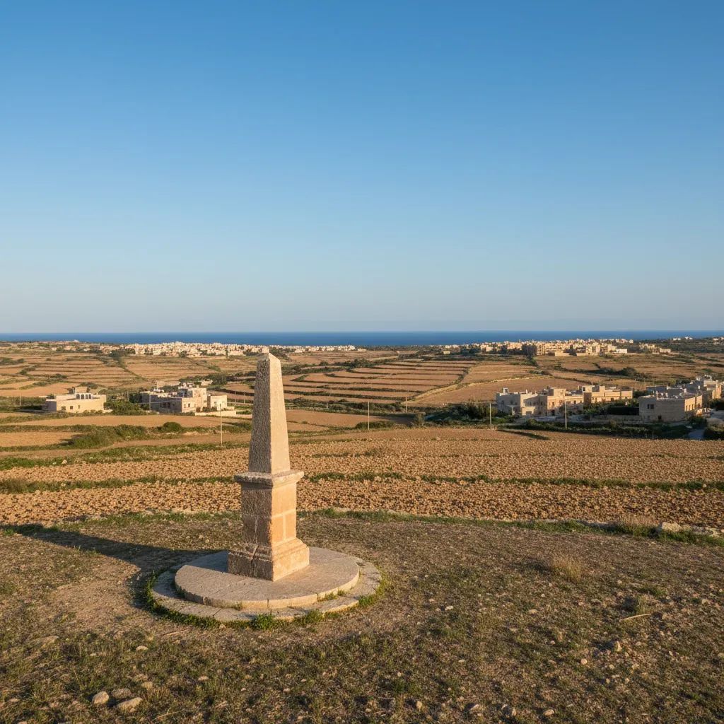 Stone obelisk memorial at Maltese countryside crash site near Żurrieq, symbolising new aviation heritage trail