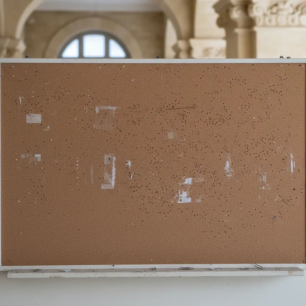 Empty police bulletin board with pinholes symbolising Grima brothers delisting by Malta police