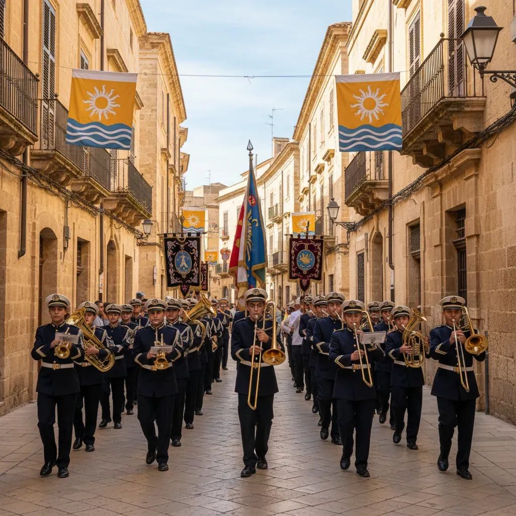 Uniformed scouts and guides marching through Valletta's historic Republic Street during annual parade