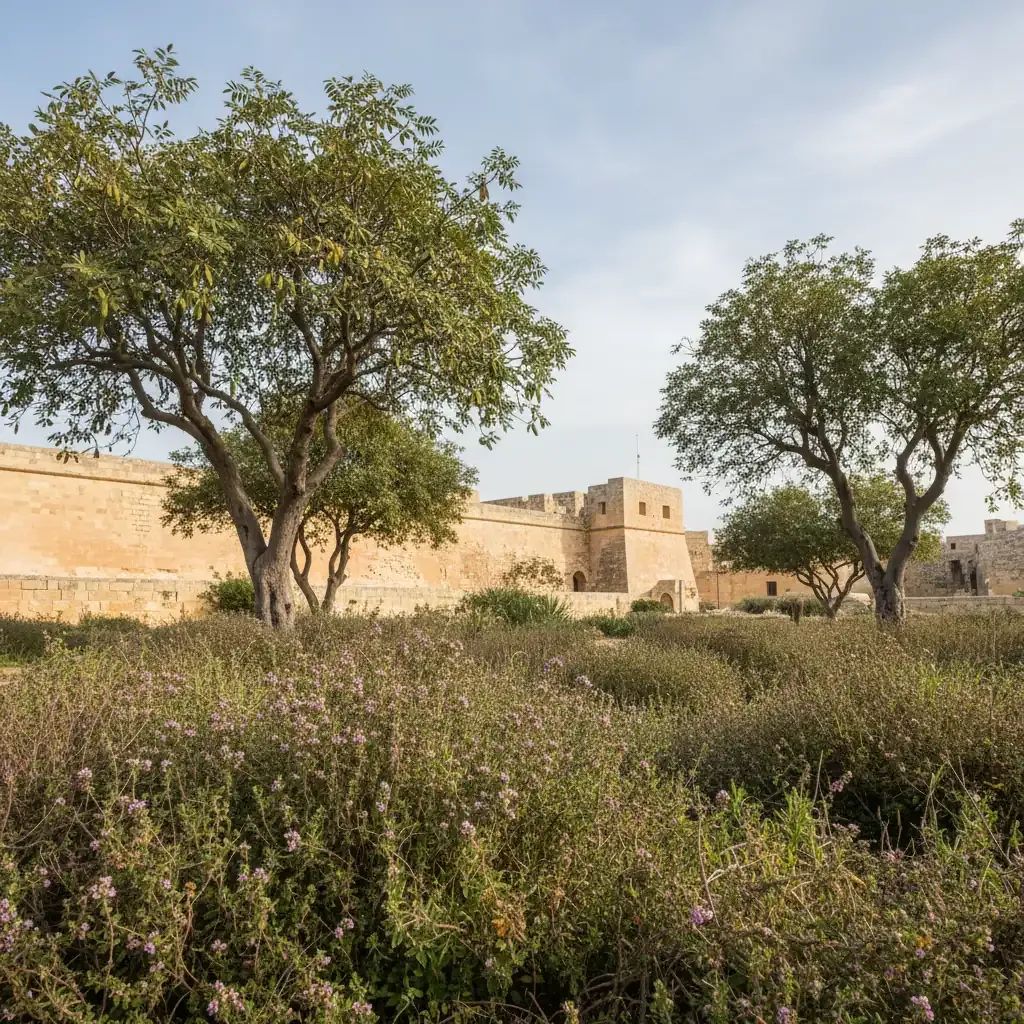 Heritage Malta exhibition exploring traditional plants and folklore knowledge in Mediterranean garden setting