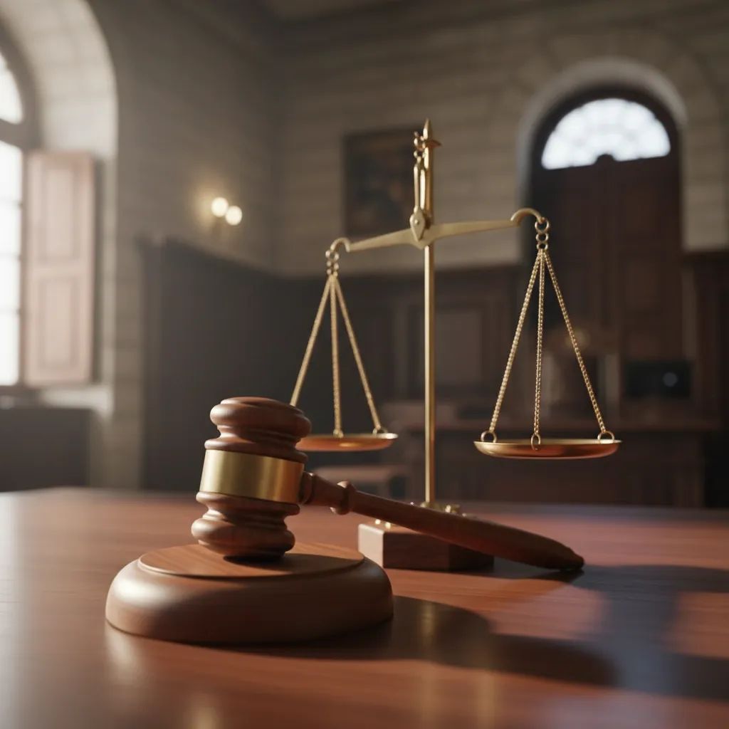 Judge’s gavel and scales of justice in Maltese courtroom representing assault sentencing