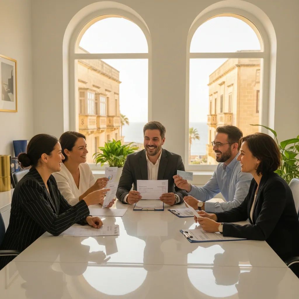 Workers reviewing pay documents and tax information in professional setting