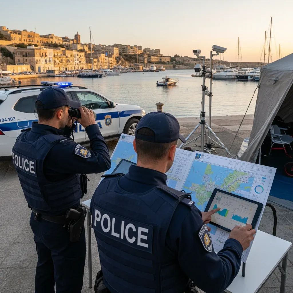 Malta police officers conducting drug trafficking investigation in St Paul's Bay coastal area